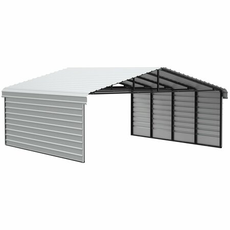 ARROW STORAGE PRODUCTS Galvanized Steel Carport, W/ 2-Sided Enclosure, Compact Car Metal Carport Kit, 20'x20'x9', Eggshell CPH202009ECL2